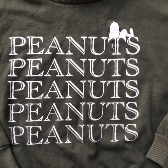 Peanuts Snoopy Cropped Green Crewneck Sweatshirt - Picture 2 of 7